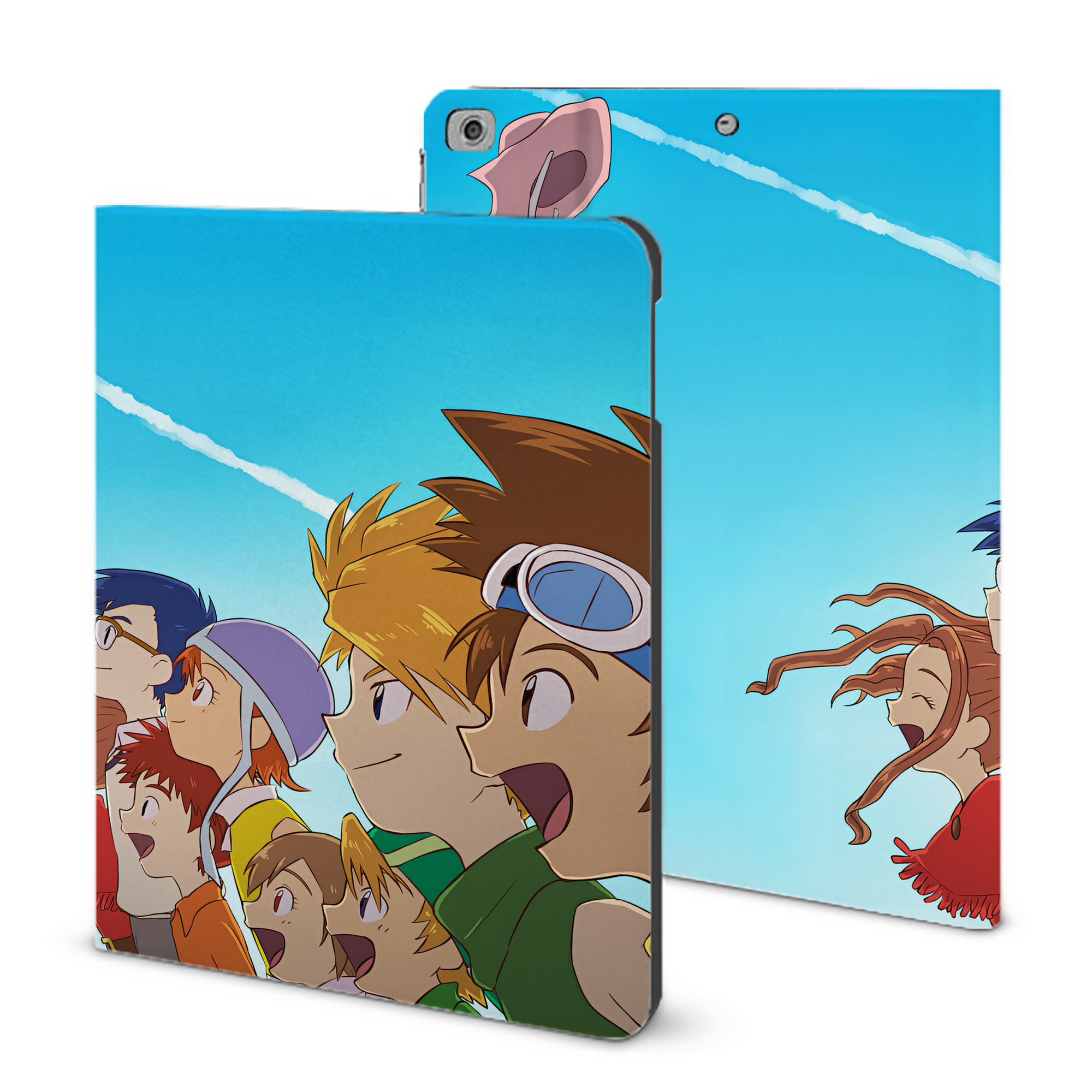 （画像用） Digimon デジタルモンスター/デジモン IPad ケース ブック型 PUレザー TPU 耐衝撃 軽量 薄型 ペン収納なし 全面保護 IPad 各モデル対応